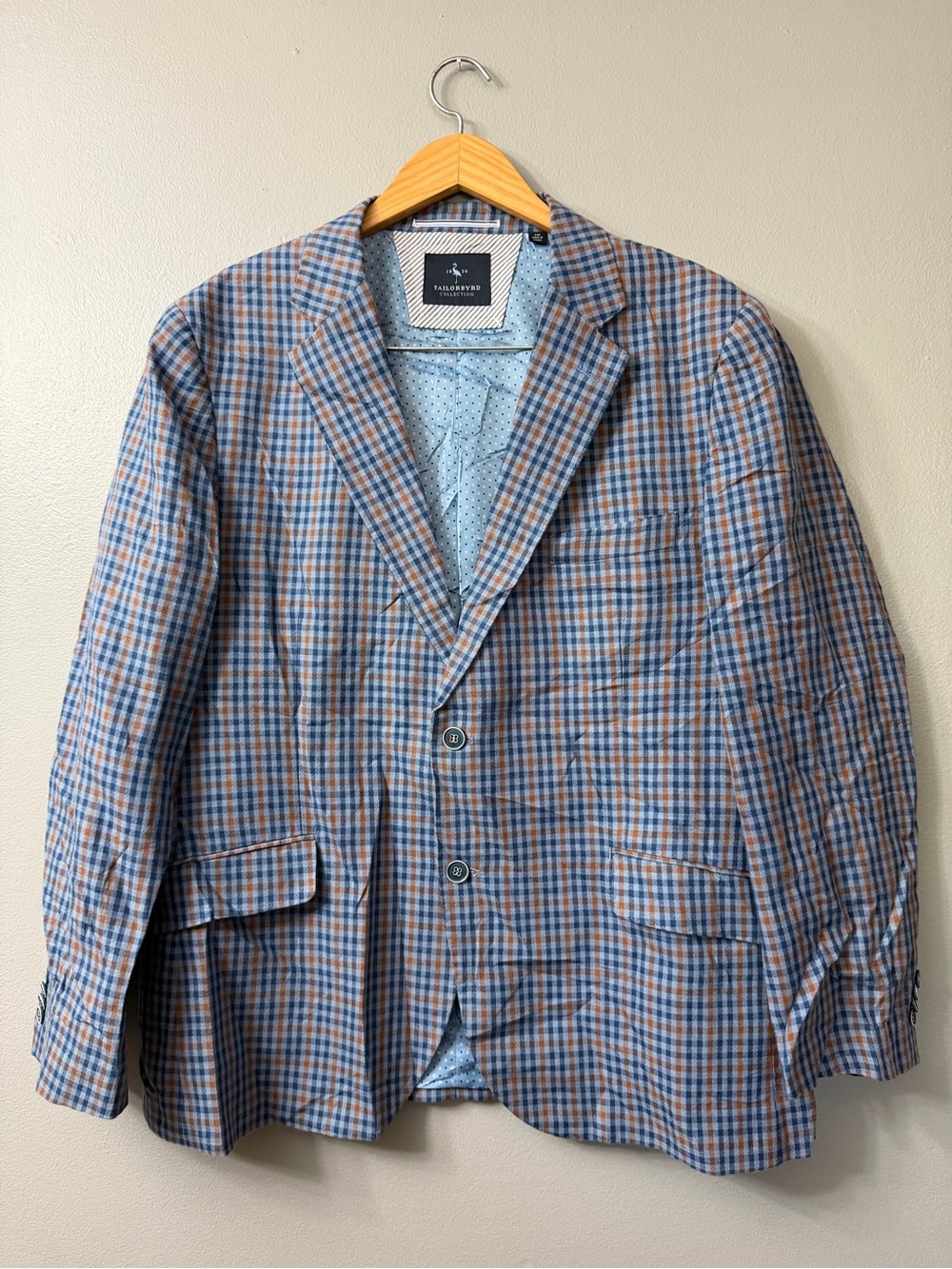 TailorByrd Blue & Brown Plaid Men's Blazer 44R